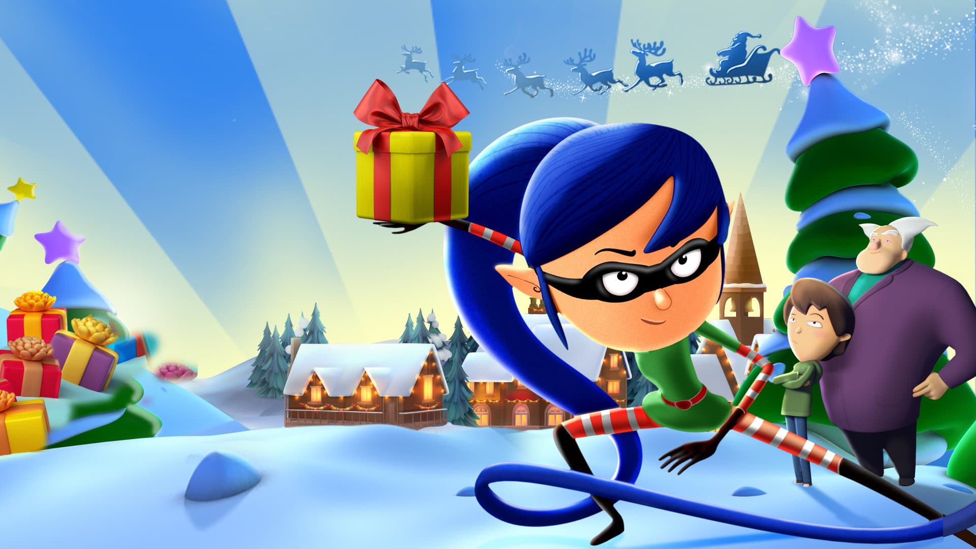 Pixi Saves Christmas backdrop
